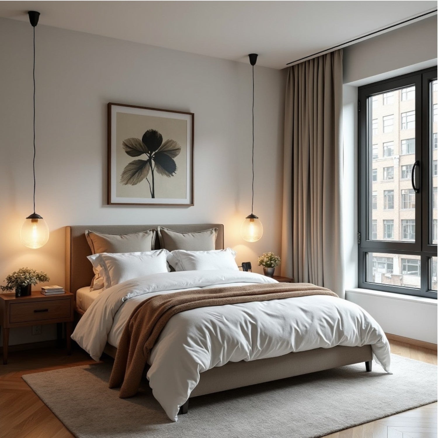 interior of soho-style loft apartment bedroom