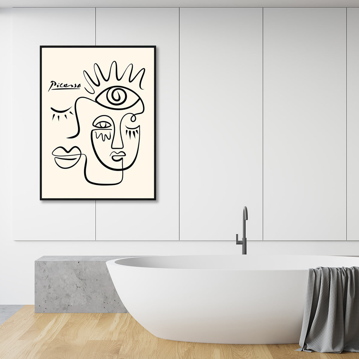 Wall Art 40cmx60cm Line Art By Pablo Picasso Black Frame Canvas