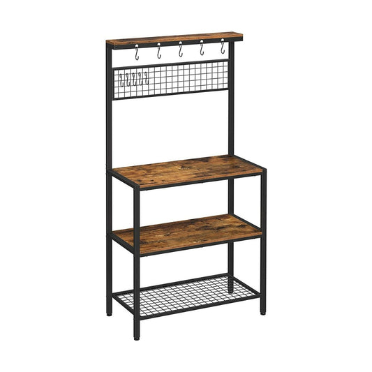 VASAGLE Industrial Kitchen Baker's Rack Kitchen Unit with Storage Shelves Rustic Brown