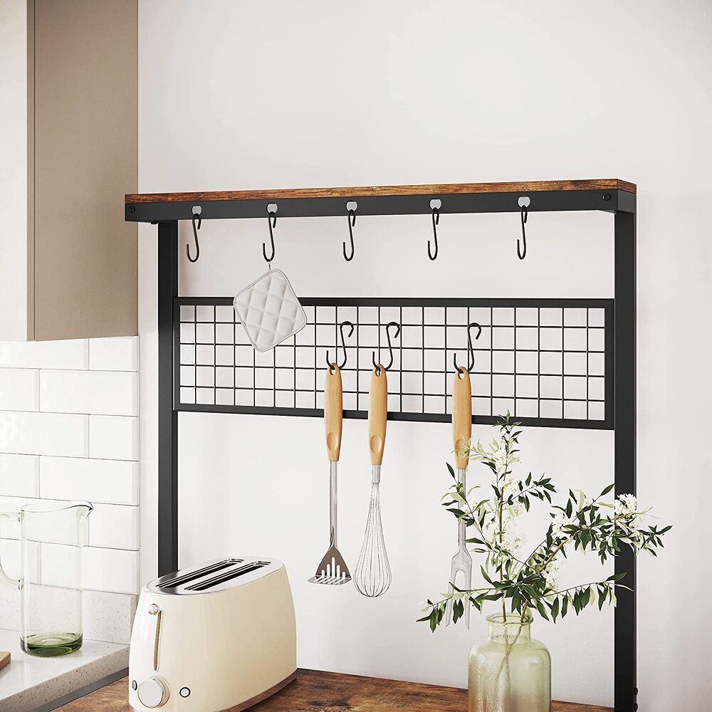 VASAGLE Industrial Kitchen Baker's Rack Kitchen Unit with Storage Shelves Rustic Brown