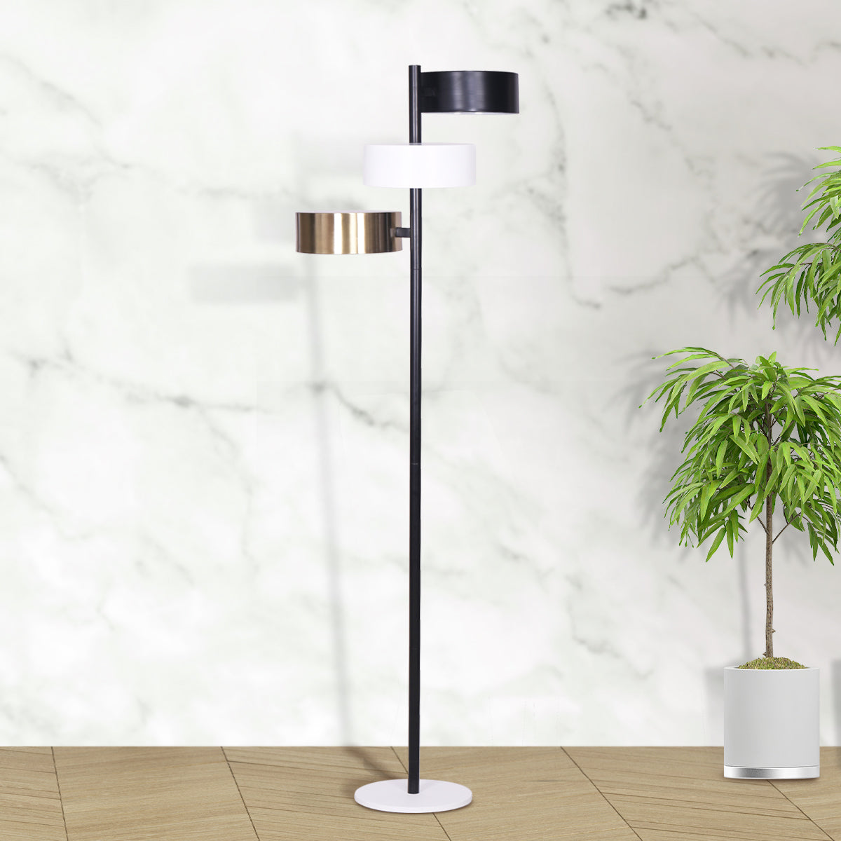 Sarantino Metal Floor Lamp with 3 Swirl Shades