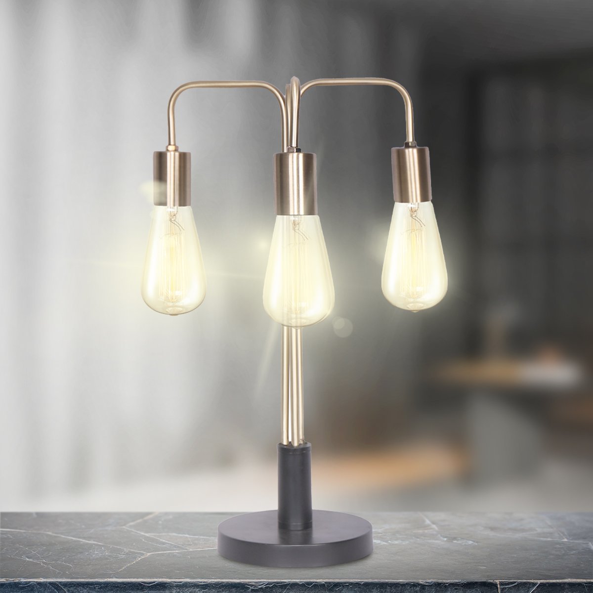 Sarantino Exposed Bulb Industrial Table Lamp