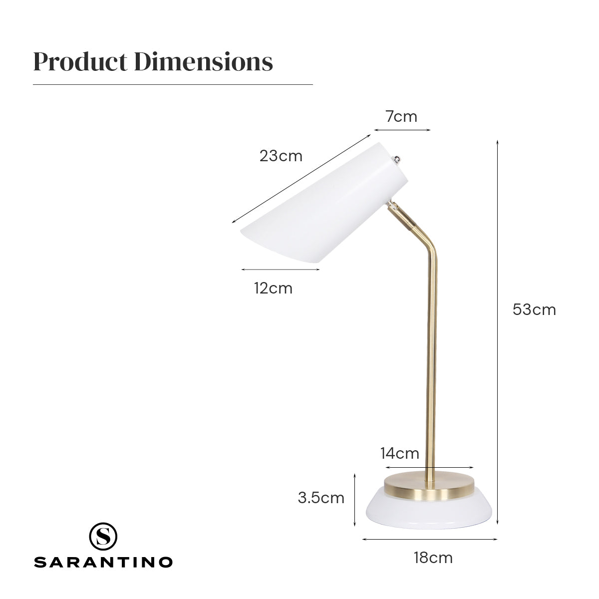 Sarantino Electric Reading Light Table Lamp Brass Finish - White