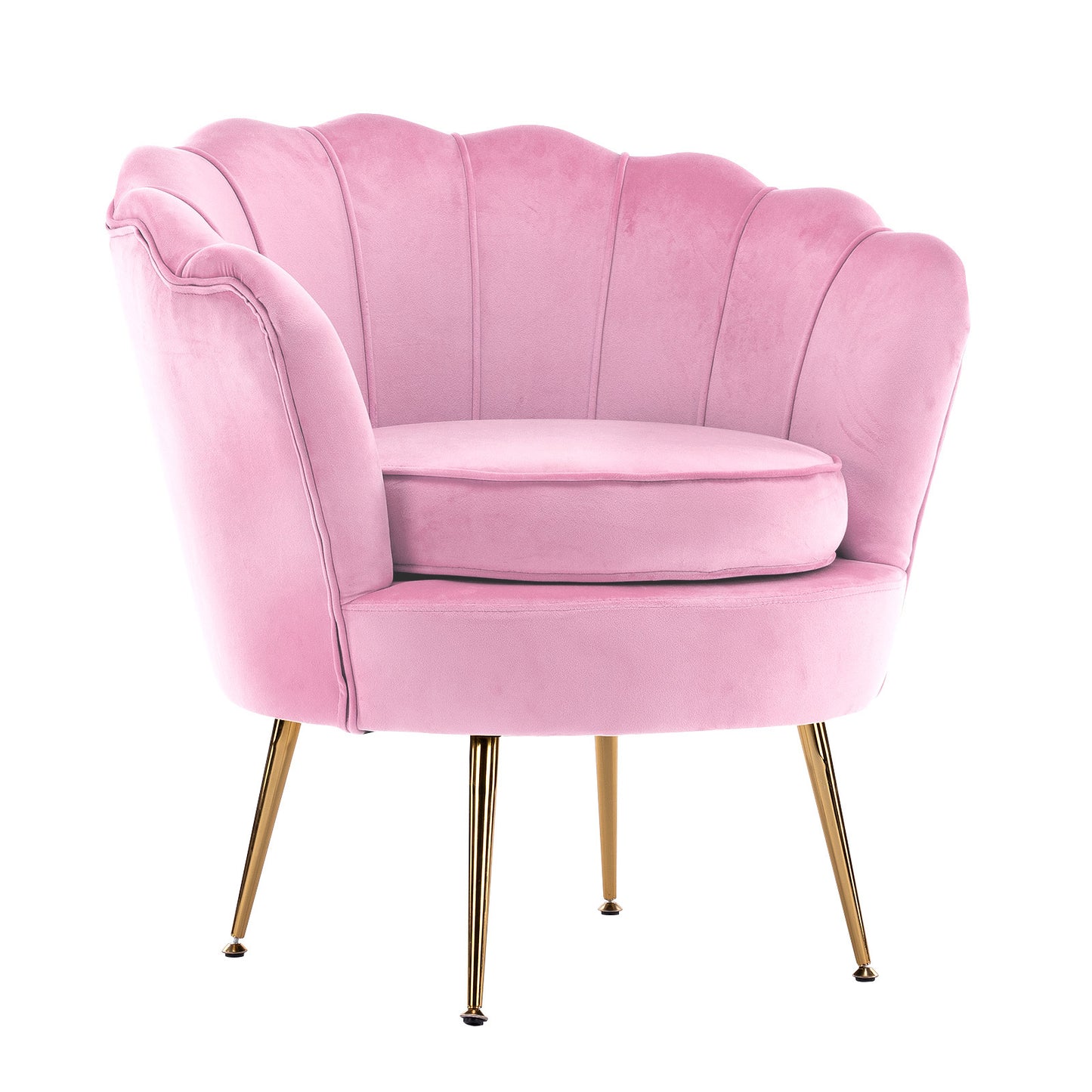 Armchair Padded Lounge Chair Accent Velvet Shell Scallop PINK