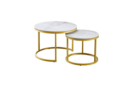 Nesting style Coffee Table - White on Champagne Gold - 60cm/45cm