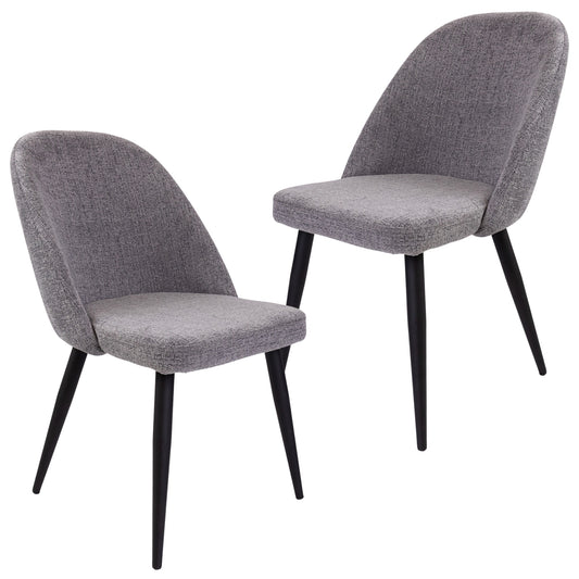 Erin Dining Chair Set of 2 Fabric Seat with Metal Frame - Fog