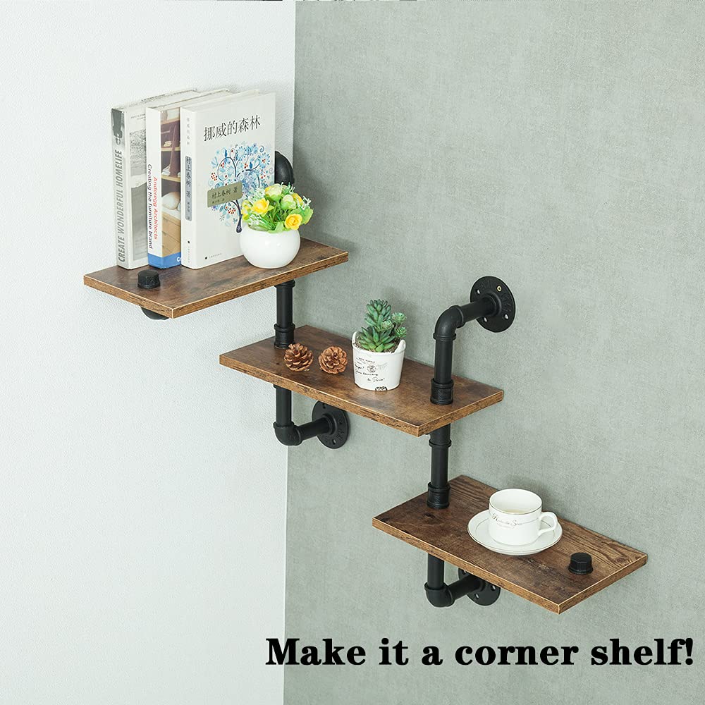 Industrial Pipe Shelving Pipe Shelves Wall Mounted Decor Floating Shelves Retro Rustic Shelf for Bar Kitchen Living Room